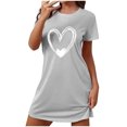 thumbnail image 1 of Amzcrzy Pyjamas pour Femmes Mode Imprimé Cœur Robe Valentines Day Décontractée Confortable Manches Courtes Chemises de Nuit pour Femmes Cadeaux Valentines Day, 1 of 5