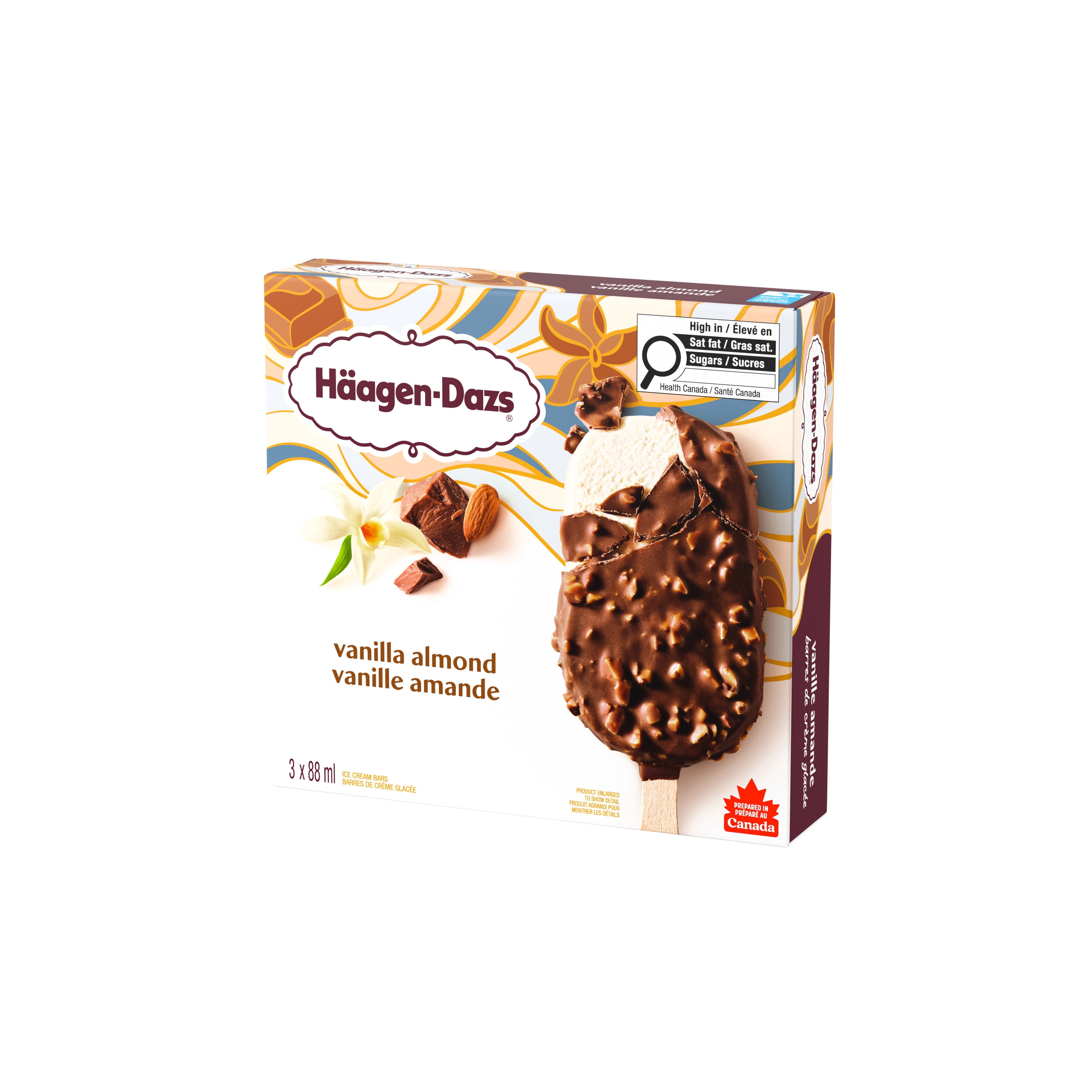 HAAGEN-DAZS Barres De Crème Glacée Vanille Amande 3 x 88 ml