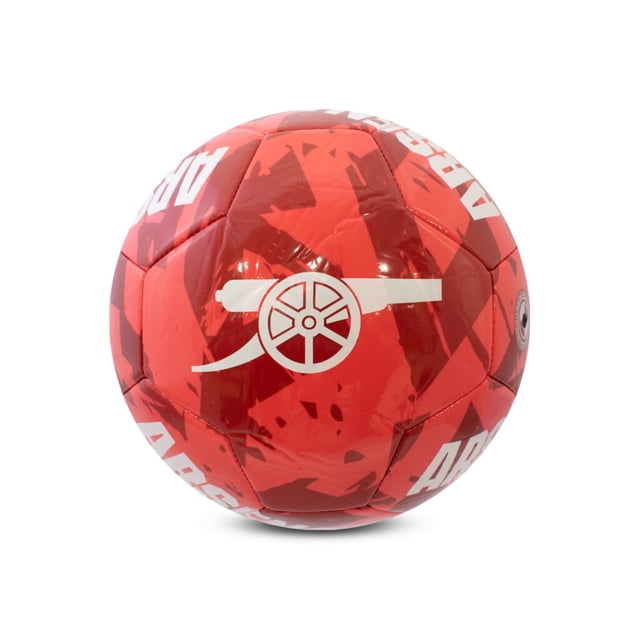 Arsenal - Graffiti Soccer Ball (Size 5) with vibrant red and white graphics featuring the Arsenal logo and team colors. Made from durable patterned PVC with dual-layer backing over 2.5 mm foam and a rubber bladder for rugged play. Ideal for soccer enthusiasts and Arsenal fans.