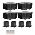 thumbnail image 1 of KFFKFF Pergola Bracket Kit, 4x4 Inch (Inner Size 3.5x3.5), 4 Pcs 3-Way Heavy Duty Corner Bracket Woodworks DIY Post Base Kit, 1 of 9