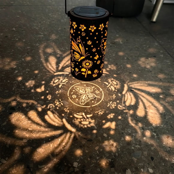 EGNMCR Solar Openwork Devise Waterproof Meadow Light For Outdoor Use Garden Decoration Metal Hanging Solar Light Suitable For Backyards Patios Meadow Paths And Land Iron Solar Lantern Lights