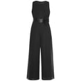 thumbnail image 2 of Moggemol Kids Girls Ruffled Chiffon Pageant Banquet Rompers Summer Sleeveless Wide Leg Pants Jumpsuit Playsuit Black 16, 2 of 4
