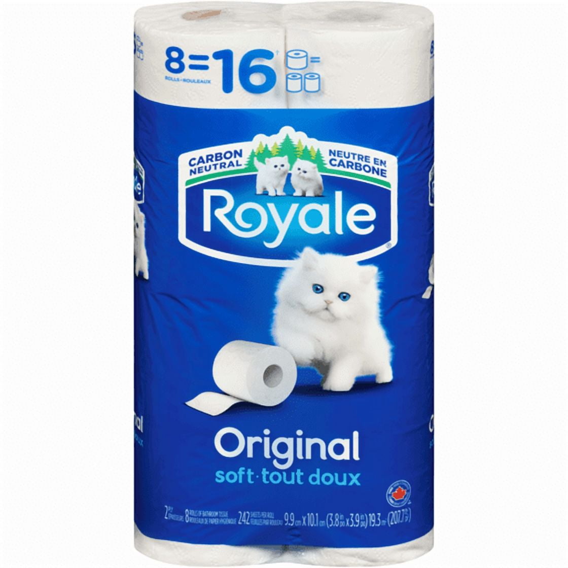 Original Toilet Paper, 8=16 Rolls, 242 Bath Tissues per roll