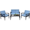 thumbnail image 2 of Costway 4PCS Patio Furniture Set Aluminum Frame Cushioned Sofa Chair Coffee Table Blue, 2 of 9