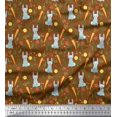 thumbnail image 1 of Soimoi Polyester Crepe Fabric Leaves,Carrot & Rabbit Kids Printed Fabric 1 Yard 52 Inch Wide, 1 of 3