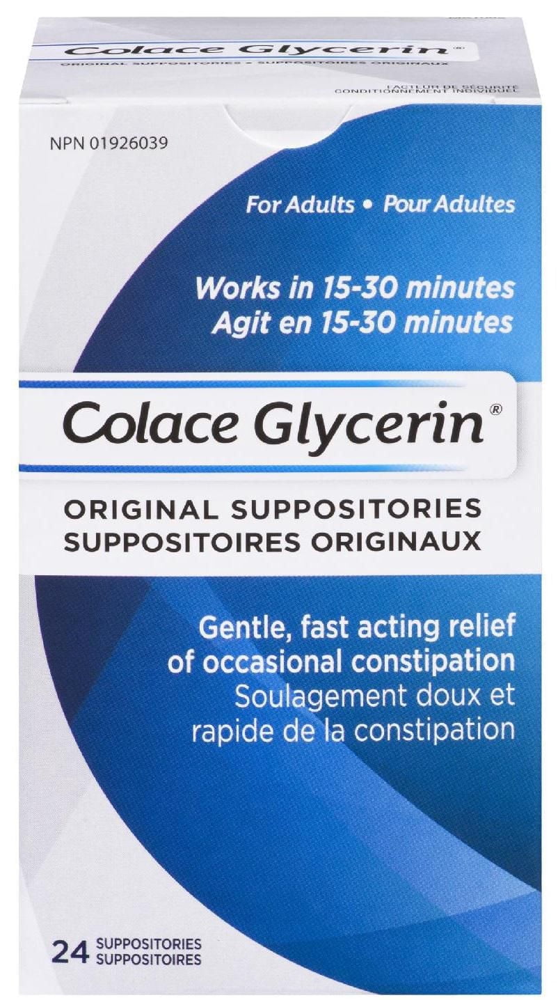 Colace Glycerin Suppositories - Adult | Gentle Fast Acting Relief of Occasional Constipation