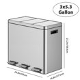 thumbnail image 4 of 2 x 4-Gallon Garbage Can for Kitchen, 2 Compartments for Recycling and Trash, Plastic Inner Buckets and Hinged Lids, Wide Stainless Steel Shape (15 + 15 for 30L Total), Silver, 4 of 7