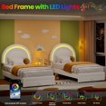 thumbnail image 2 of Eastvita White Twin LED Upholstered Princess Platform Bed with Rainbow Headboard Storage Drawer - No Box Spring Easy Assembly Cute Practical, 2 of 6