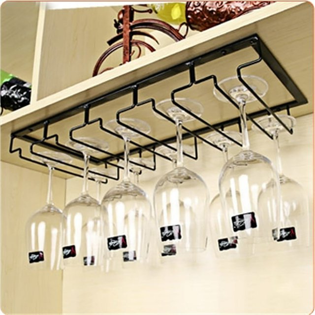 CHOK Clearance! Hanging Wine Glass Rack Wine Glass Rack Type Wine Glass Storage Rack Red Wine Rack Red Wine Glass Rack Storage Rack Black Storage Rack Clearance Sale