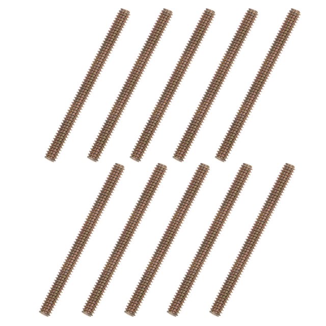 Unique Bargains 10pcs 1/4x3' Carbon Steel Fully Threaded Rod Bar Studs for Furniture Mounting Assembly