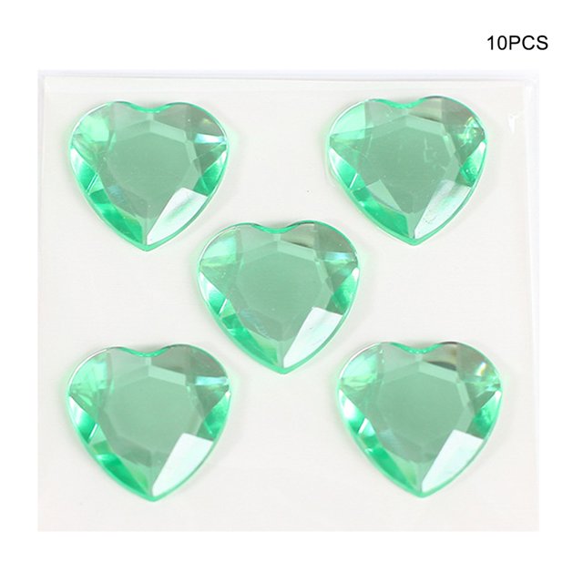 Heart Rhinestone Stickers Acrylic Crystal Gems Multipurpose Decorative Handheld Clothes Scrapbooking DIY Crafts Necklace Grass Green