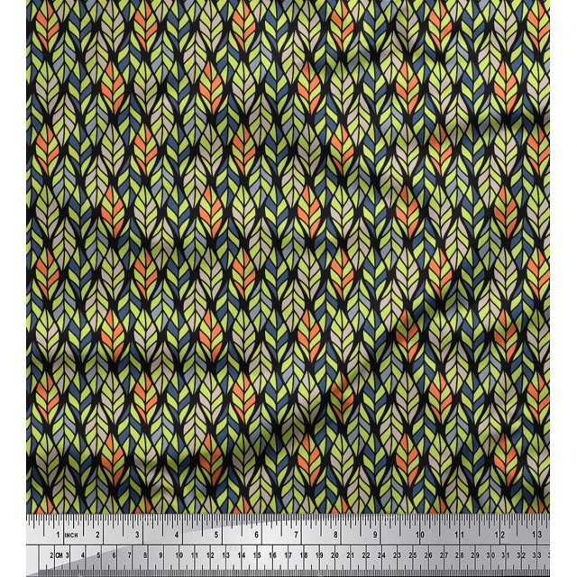 Soimoi Viscose Chiffon Fabric Leaves Small Printed Fabric 1 Yard 42 Inch Wide