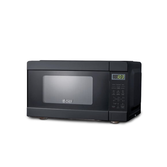 COMMERCIAL CHEF Micro-ondes de 0,9 pi³ avec 10 niveaux de puissance, bouton poussoir et sécurité enfant, micro-ondes de 900 watts avec commandes numériques, micro-ondes de comptoir avec minuterie et m