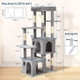 thumbnail image 3 of Cat Tree Tower–Heavy-Duty Large Cat Condo for Indoor Cats & Maine Coons(60" Tall, Light Gray)–Multi-Level Scratching Posts with Perches & Hideouts–Sturdy Base for Big Cats – 1-Pack–Ideal for Home, 3 of 6