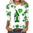 thumbnail image 1 of Besolor Hauts pour Femmes de la Saint-Patrick Tendance Manches 3/4 T-Shirts Imprimés Shamrock Col Rond Mignon Tunique de la Saint-Patrick T-Shirt Hauts, 1 of 3