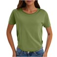 thumbnail image 1 of Yuyuzo Hauts Courts pour Femmes T-Shirts à Manches Courtes Col Rond Hauts de Sortie T-Shirts Unis Hauts, 1 of 7
