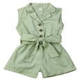 thumbnail image 1 of Baby Girl Summer Short Sleeve One-Piece Romper with Belt Clothes Set, 1 of 4