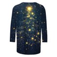 thumbnail image 5 of Lcziwo 3/4 Sleeve Womens T Shirts Round Neck Christmas Holiday Tops Christmas Tree Print Loose Blouses 2025 Fal Fashion Casual Tees Blue,M, 5 of 5