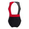 thumbnail image 2 of Mufeng Combinaison de Danse Ballet Sans Manches en Maille Color Block pour Filles Rouge&Noir 10, 2 of 7