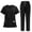 Black1, variant on Ktyne Scrubs for Women Set M Stretchy Nursing Uniform Short Sleeve V Neck Scrub & Jogger Pants Solid Color Medical Scrub Sets with Multi Pocket Dark Blue M