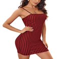 thumbnail image 3 of Women Plaid Mini Cami Bodycon Spaghetti Strap Split Dress, 3 of 6