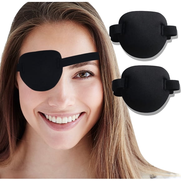 AMZVIO Cache-Oeil pour Adultes et Enfants, Cache-Oeil Médical 3D pour Adultes Oeil Gauche et Droit, Cache-Oeil Ajustable pour après Chirurgie de la Cataracte Oeil Paresseux Noir