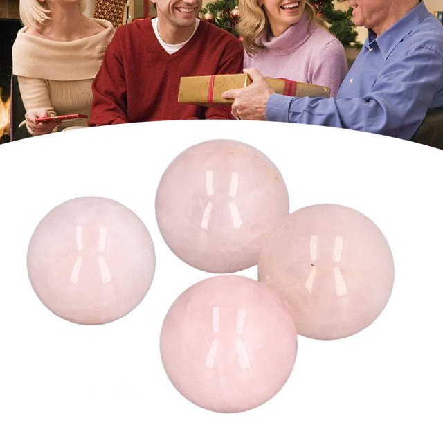 Rose Quartz Balls, Rose Quartz Sphere Clear Negative Energy 4 Pieces For Meditation