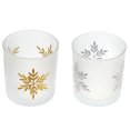 thumbnail image 1 of Photophores En Verre Dépoli (Flocon De Neige) (Assortiment) - Lot De 2, 1 of 3