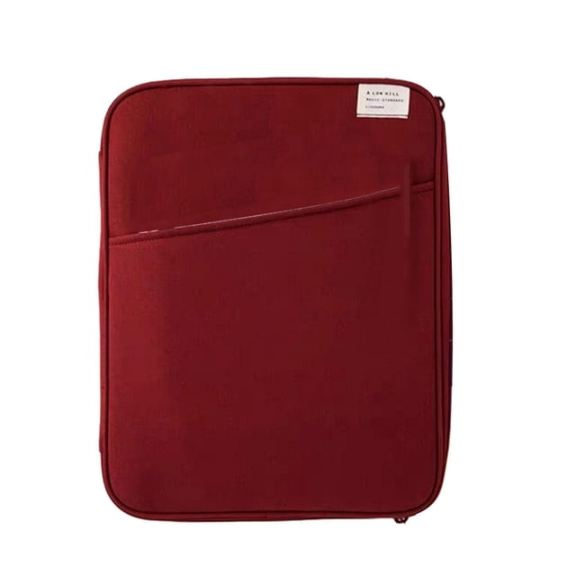 Youkk Tablet Sleeve Bag Shockproof Pouch Multi Pockets Simple Style Notebook Storage Case Charging Cable Organizer Office Wine red 11inch