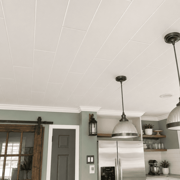 Styrofoam Glue up Ceiling Planks to Cover Popcorn Ceiling , Pack of 24 (covers 43 sq ft).Easy DIY Glue up Application