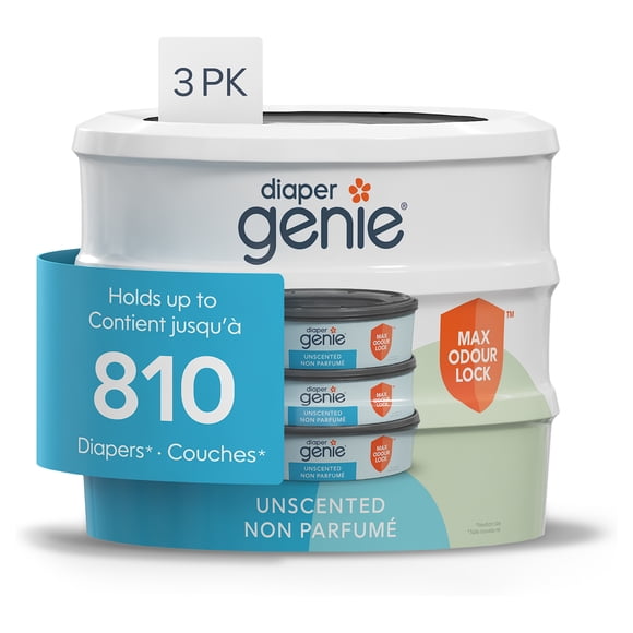 Recharges rondes pour poubelle à couches Diaper Genie, non parfumées, 3 recharges