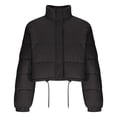thumbnail image 3 of hoksml Women's Cropped Puffer Jacket with Drawstring Hem, Stand Collar Boxy Zip Front Casual Streetwear Short Jacket, 3 of 5