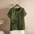 thumbnail image 1 of Pisexur Femmes Été Coton Lin Tops 2024 Mode Pissenlit Graphique Surdimensionné T-Shirts Casual Été Blouse Col Rond Manches Courtes Tops, 1 of 5