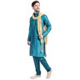 thumbnail image 3 of Ensemble Kurta-Pyjama et Foulard pour Homme, Robe de Fête Indienne (Turquoise, M), 3 of 6