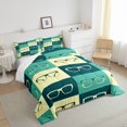 thumbnail image 3 of YST 3D Glasses King Bedding Set,Teal Blue Geometry Down Comforter For Adult Teens,Colorful Plaid Pattern Comforter Set,Modern Abstract Art Down Comforter 1 Comforter with 2 Pillow Cases, 3 of 5