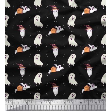Soimoi Rayon Fabric Ghost Halloween Decor Fabric Printed Yard 42 Inch Wide