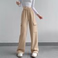 thumbnail image 1 of RXIRUCGD Pantalon de Travail Grand en Velours Uni pour Femmes avec Cordon de Serrage, Café, Taille : m, 1 of 3