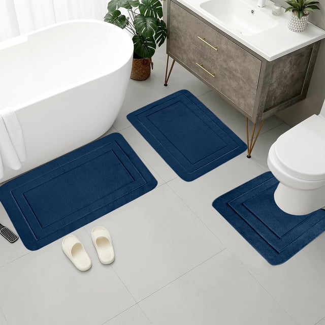 Yhmxh Bath Mat New Large BathRug Mat 3 Set Bath Mat For 3Pcs Toilet Mats Universal Soft Comfortable Water Absorption Non Slip Thick Machine Washable Easier To Dry Dark Polyester Bathroom Suits