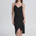 thumbnail image 1 of Ladies Sling Midi Dress Asymmetric Solid Color Slim Fit Backless Vacation Outfit, 1 of 8