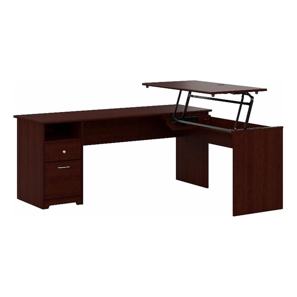 Cabot Bureau Assis-Debout en L à 3 Positions de 72 Po en Merisier Récolte - Bois d'Ingénierie