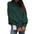 thumbnail image 1 of Qertyioot Chandails Surdimensionnés pour Femmes Col Roulé Mode Uni Manches Longues Col Roulé Chandail Décontracté Hauts, 1 of 6