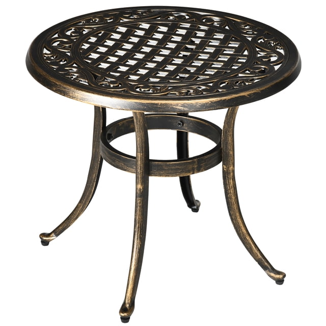 CoSoTower Table d'Appoint Ronde Extérieure Ф23.6 Pouces, Cadre en Aluminium Moulé, Table de Café pour Patio, Jardin, Balcon, Bronze