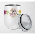 thumbnail image 1 of Verre à Vin Sans Pied en Acier Inoxydable 12 oz Bleu Pit Bull Terrier Fleurs Roses, 1 of 1
