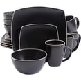 thumbnail image 1 of Gibson Elite Soho Lounge Square 16 Piece Stoneware Dinnerware Set, Black, 1 of 6