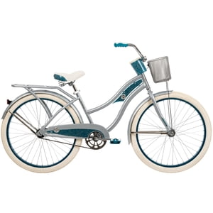 Huffy 26” Vélo Cruiser Deluxe, Convient aux cavaliers 60”+, Argent, Adulte, Femmes