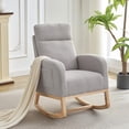 thumbnail image 1 of Bingirl Rocking Chair, Wingback Accent Rocker Chair Upholstered Tall Back Arm Chair w/Side Pockets, Ursing Rubber Wood Legs and Side Pocket for Living Room, Bedroom, 1 of 7