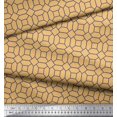 thumbnail image 3 of Soimoi Orange Modal Satin Fabric Octagon Art Geometric Decor Fabric Printed Yard 42 Inch Wide, 3 of 5