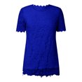 thumbnail image 3 of Haut en Dentelle pour Femmes Col Rond Crochet Manches Courtes - T-Shirt Décontracté d'Été - TTTG-TTTTTG, 3 of 4