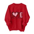thumbnail image 1 of Penkiiy Chandail en Molleton Imprimé Col Rond pour Femmes Saint-Valentin Manches Longues Chandail en Molleton à Capuche L Rouge, 1 of 7