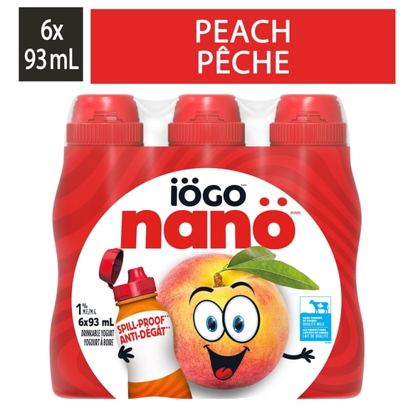 iOGO nanö drinkable peach yogurt 1%, yogurt drink , 6x93ml